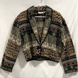 Flashback Vintage Cropped Woven Tapestry Blazer Jacket